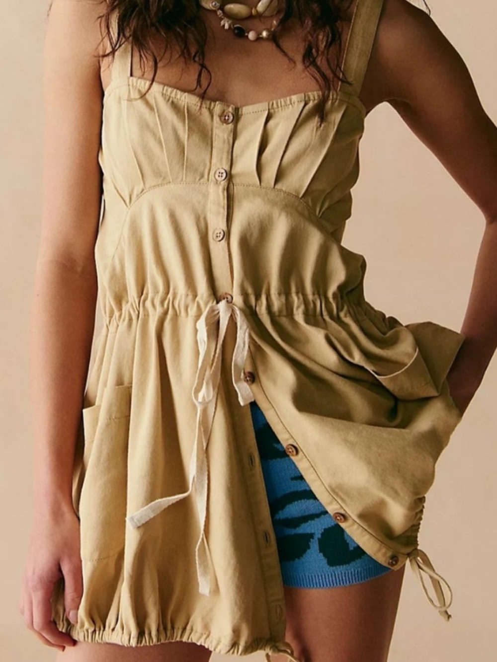 NWT Free People Taste of Sunlight Tunic in Biscotti